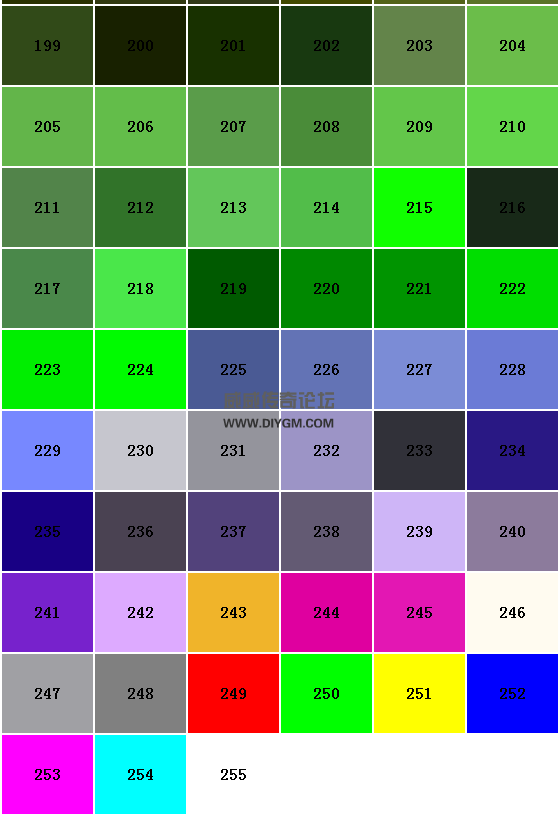 199-255传奇公告颜色代码